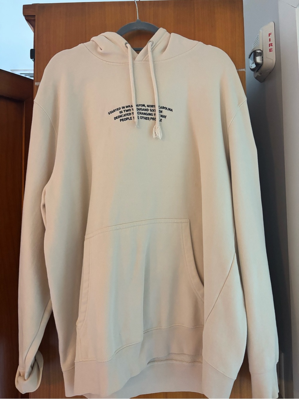 Betty & Beau’s Coffee Hoodie with Black Embroidered Slogan
